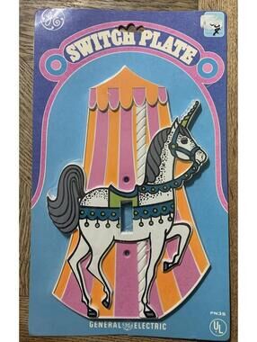 Vintage GE Unicorn Kids Light Switch Plate Cover New In Package 1970s 1980s